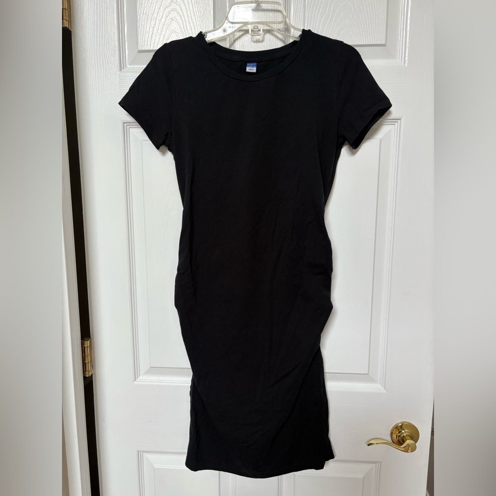 Old Navy Maternity Black Knit Short Slv Scoop Neck Dress Sz Medium